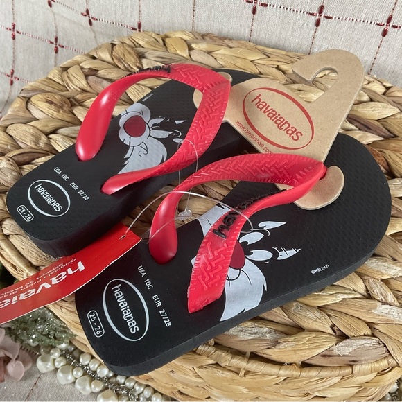 Havaianas Sylvester Cat Looney Tunes Sandels Flip Flops Toddler Child Size 10 - Picture 3 of 3